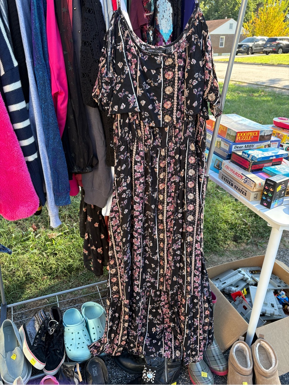 New Look Black Maxi Dress with Pink and Cream Floral Print